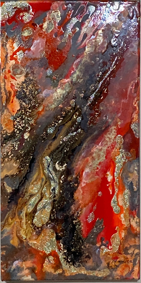 Déchirure: tableau à l'huile à effets, sur toile sur châssis standard de  20 x 10 pouces (40 x 26 cm), réalisé à la main par artiste du Québec, Canada..