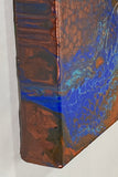Exemple de détails des contours des  tableaux : Tourbillon Azur 1 et 2: Tableaux en diptyque, deux toiles abstraites, au format Galerie, 8 x 8 pouces 20 x 20 cm fait main par artiste du Québec, Canada.