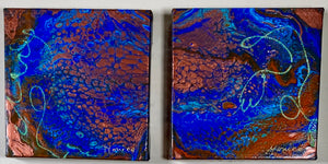 Tourbillon Azur 1 et 2. Tableaux  à l'huile à effets. Réalisés  à la main par artiste du Québec, Canada.